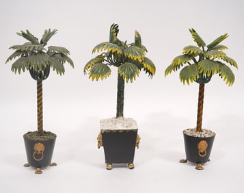 Three Regency Tole Palm Trees