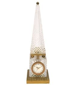 Regency Style Cut-Crystal Obelisk Desk Clock