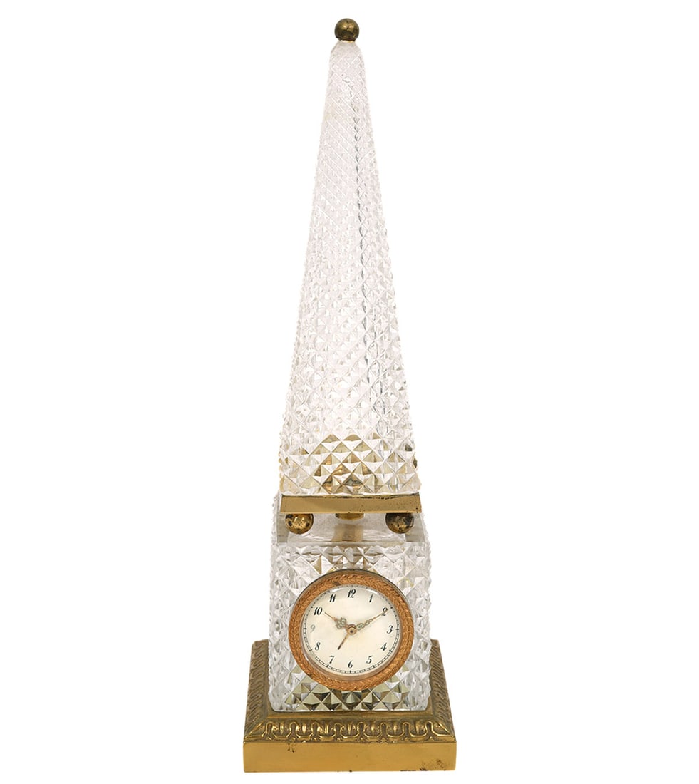 Regency Style Cut-Crystal Obelisk Desk Clock (1 of 7)