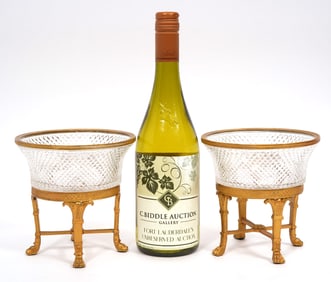 Pair of Regency Crystal Bronze Compotes