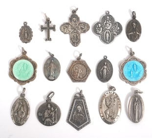 Group of 15 Silver Catholic Charms