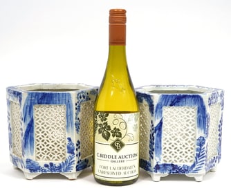 Pr. Chinese Blue & White Porcelain Lanterns