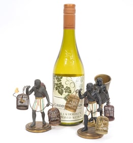 3 Blackamoor Figures with Birdcages