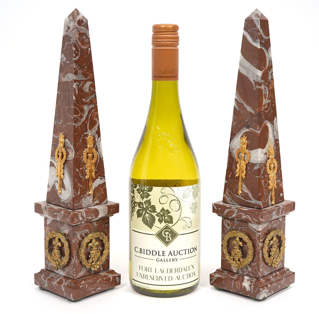 Pr Grand Tour Red Marble Obelisks Bronze Accents (1 of 5)