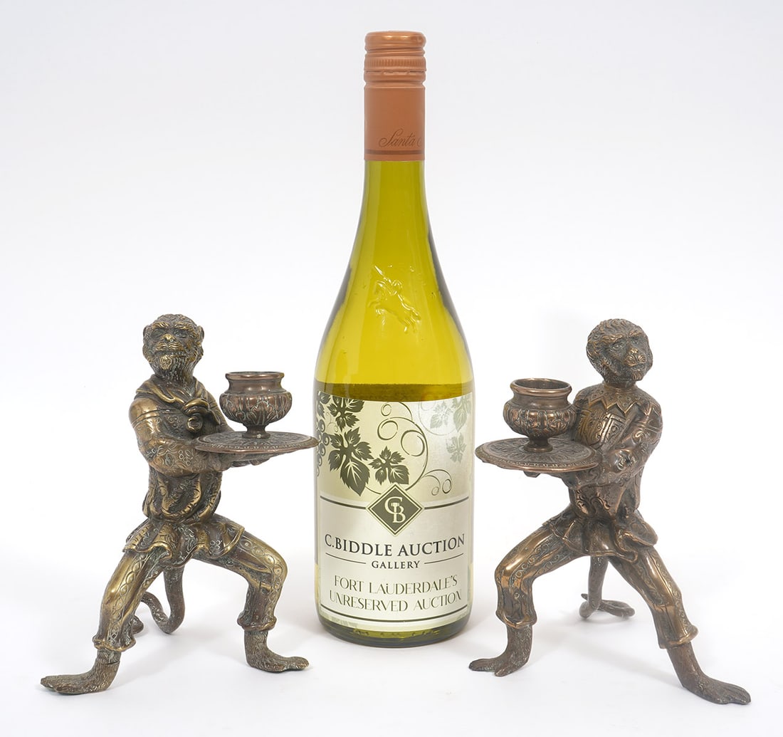 Maitland Smith-Style Brass Monkey Candleholders (1 of 5)