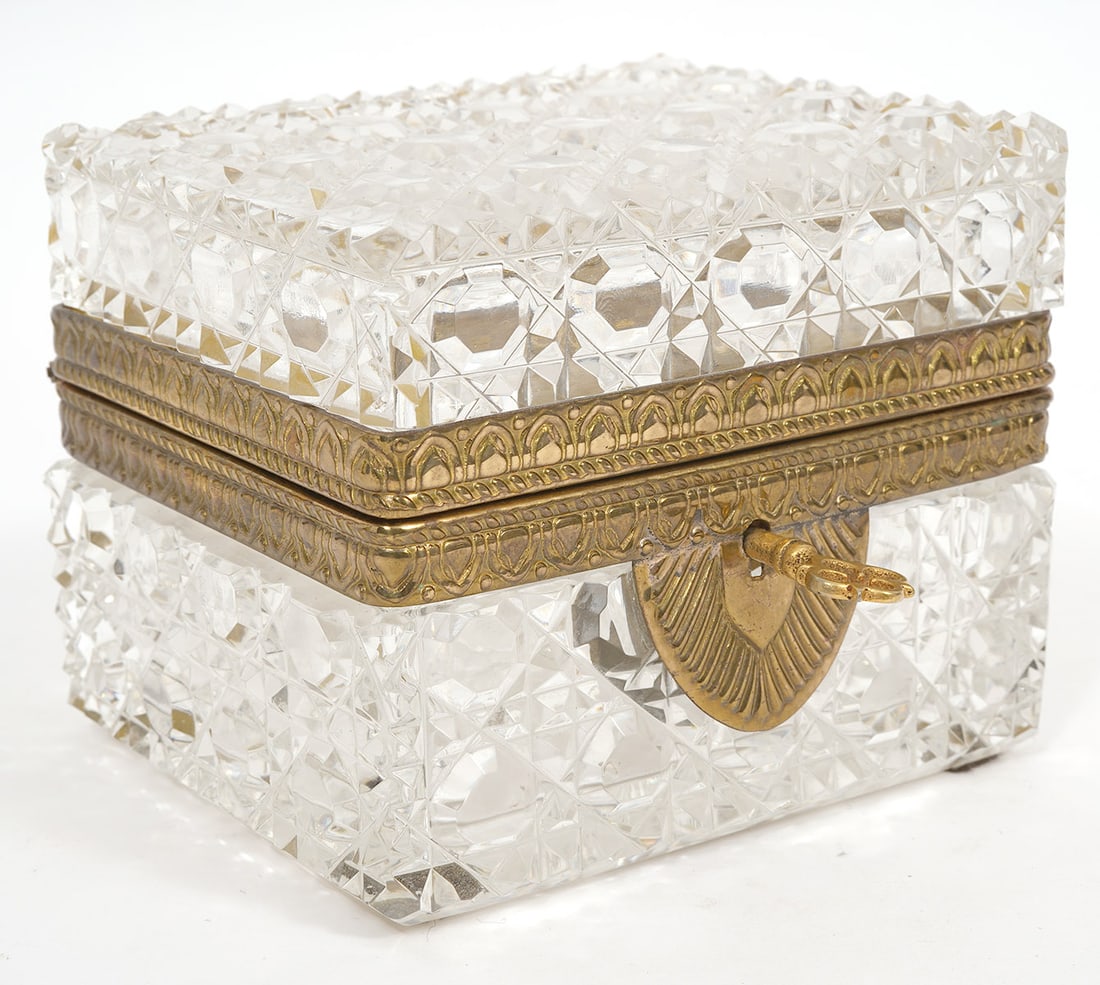 French Cut Crystal Bronze Mounted Box w/ Key (1 of 6)