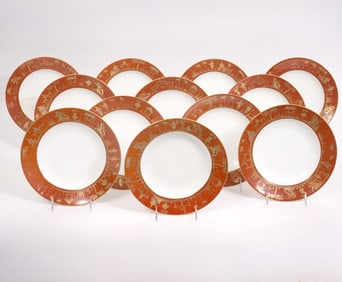 Twelve Chinoiserie Style Hand Painted Bowls