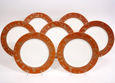 Seven Chinoiserie Style Hand Painted Plates