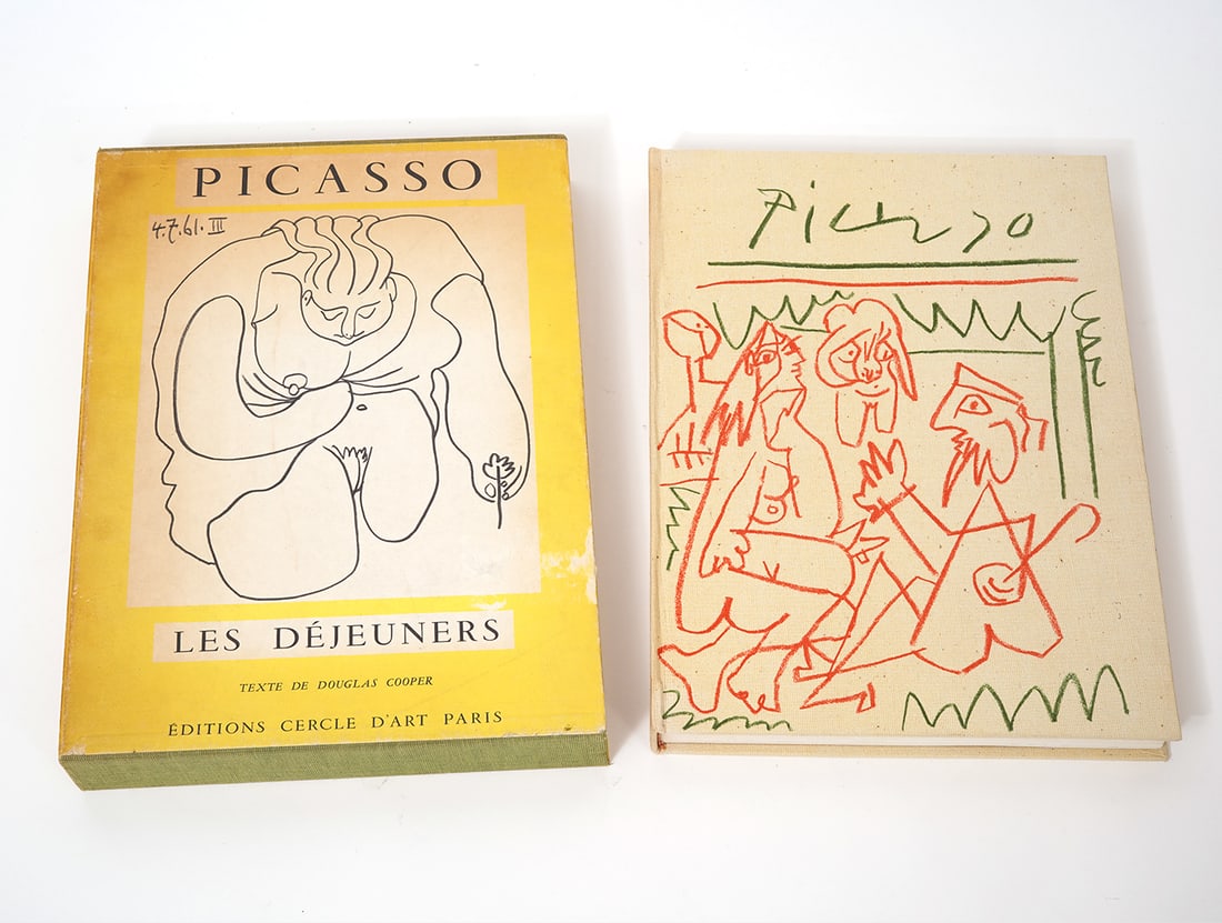 Picasso Les Déjeuners' Vintage Hardcover Book: Vintage hardcover book 'Picasso Les Dejeuners' with text by Douglas Cooper, published in 1962 by Editions Cercle d'Arts Paris. There are over 150 illustrations in color and in black and white that are