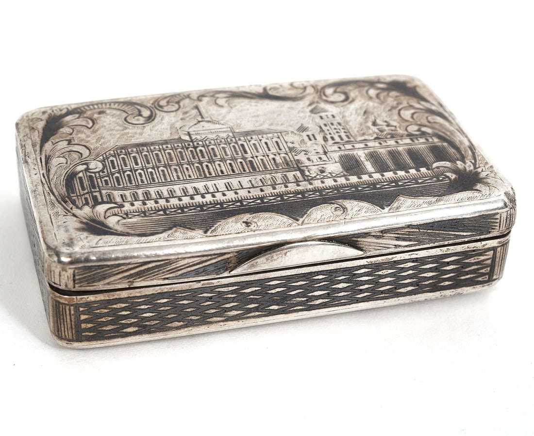 Russian Engraved Niello Silver Snuff Box (1 of 10)