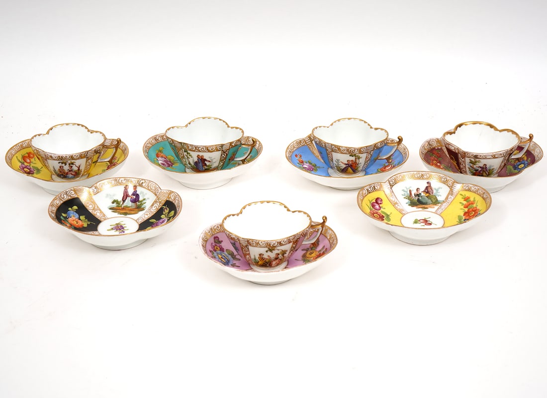 7 Meissen Style Saucers and 5 Demitasse Cups (1 of 6)