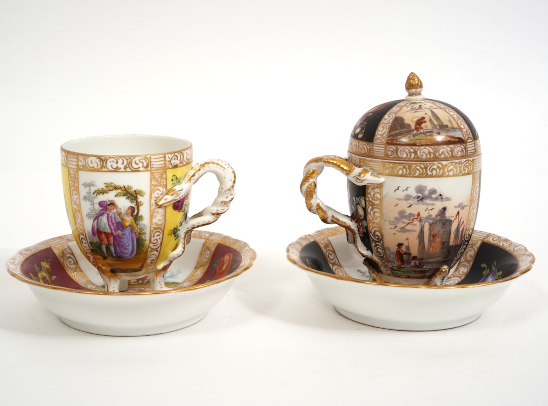 Two German Porcelain Tea Cups and Saucers (1 of 17)