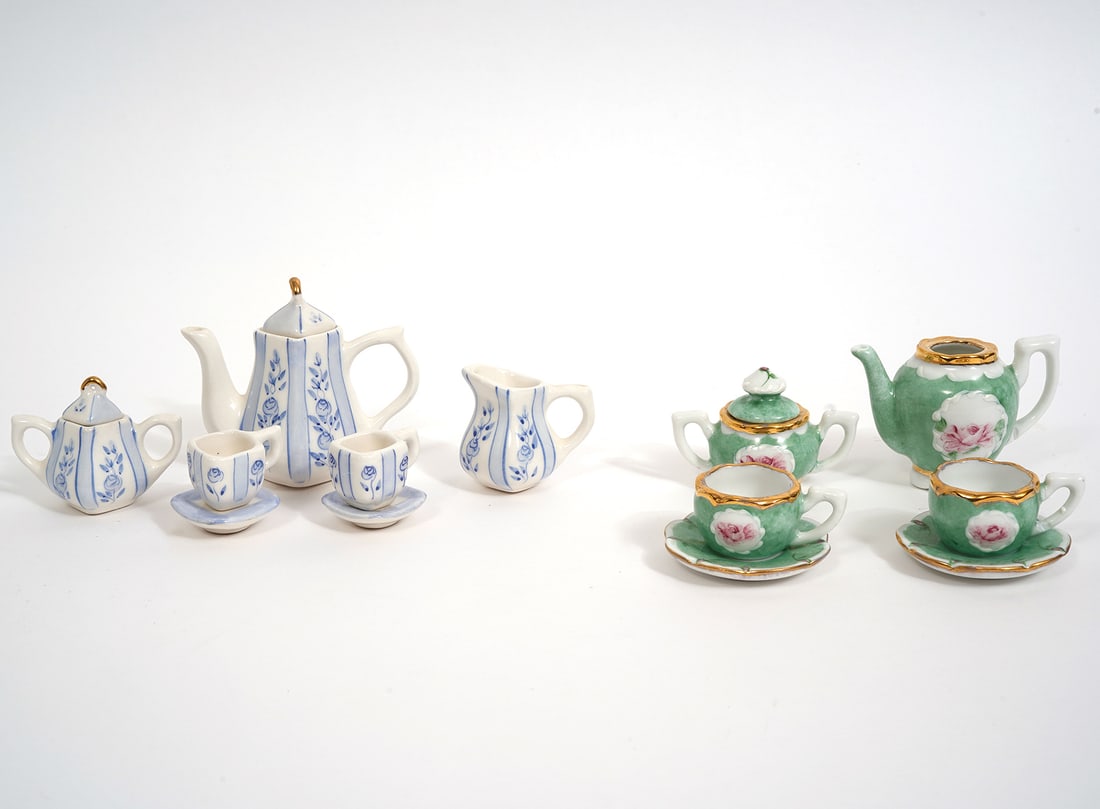 Two Miniature Porcelain Tea Sets 14Pcs (1 of 10)