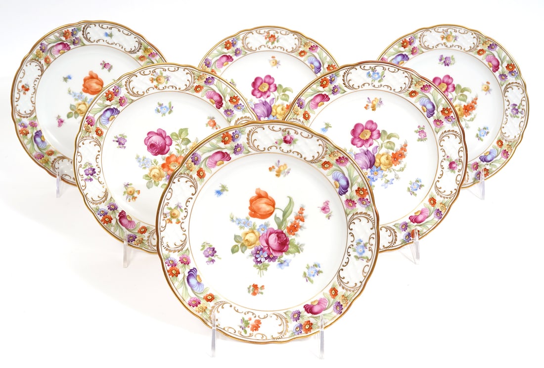 6 Schumann Empress "Dresden Flower" Salad Plates (1 of 5)