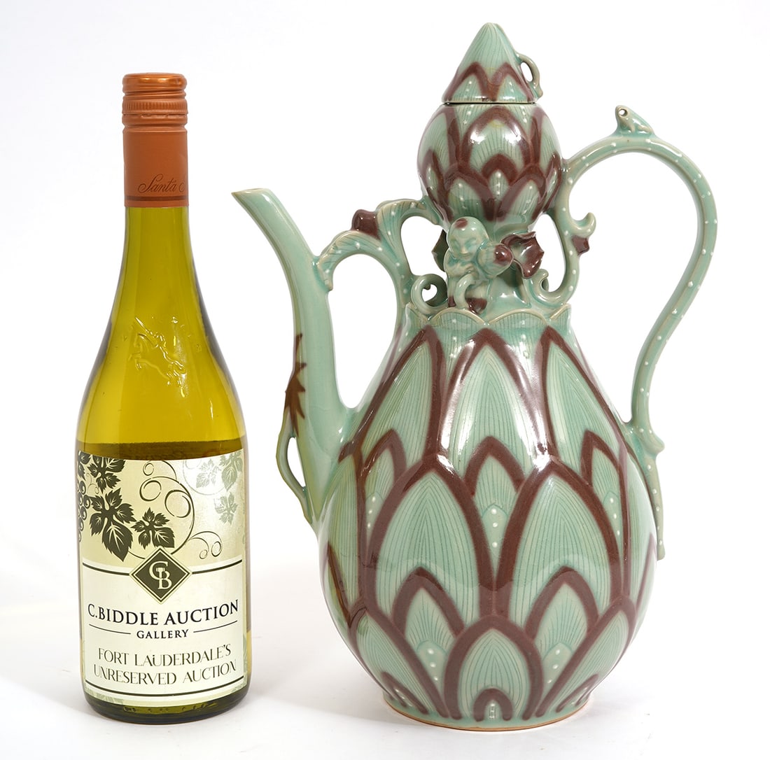 Korean Celadon Lotus Flower Pattern Ewer (1 of 9)