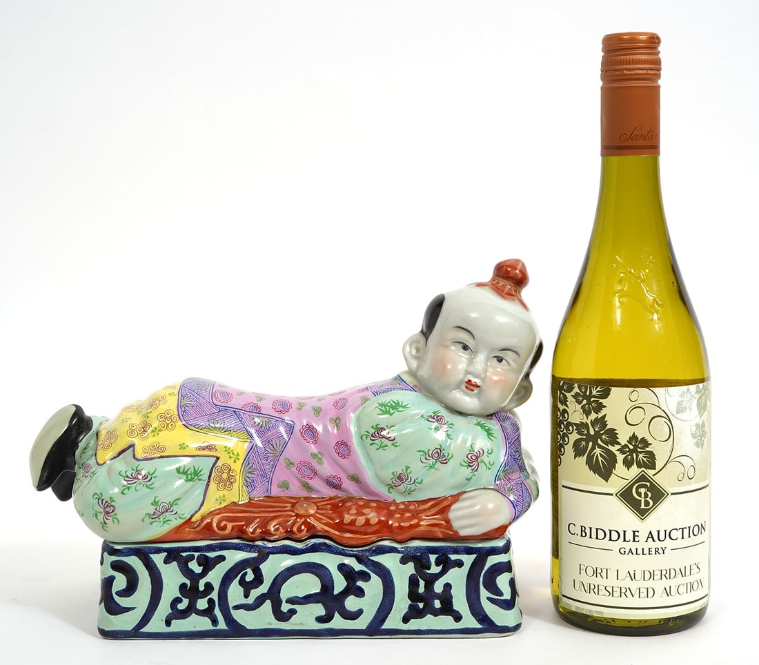 Chinese Porcelain Reclining Tonzi Figurine (1 of 8)