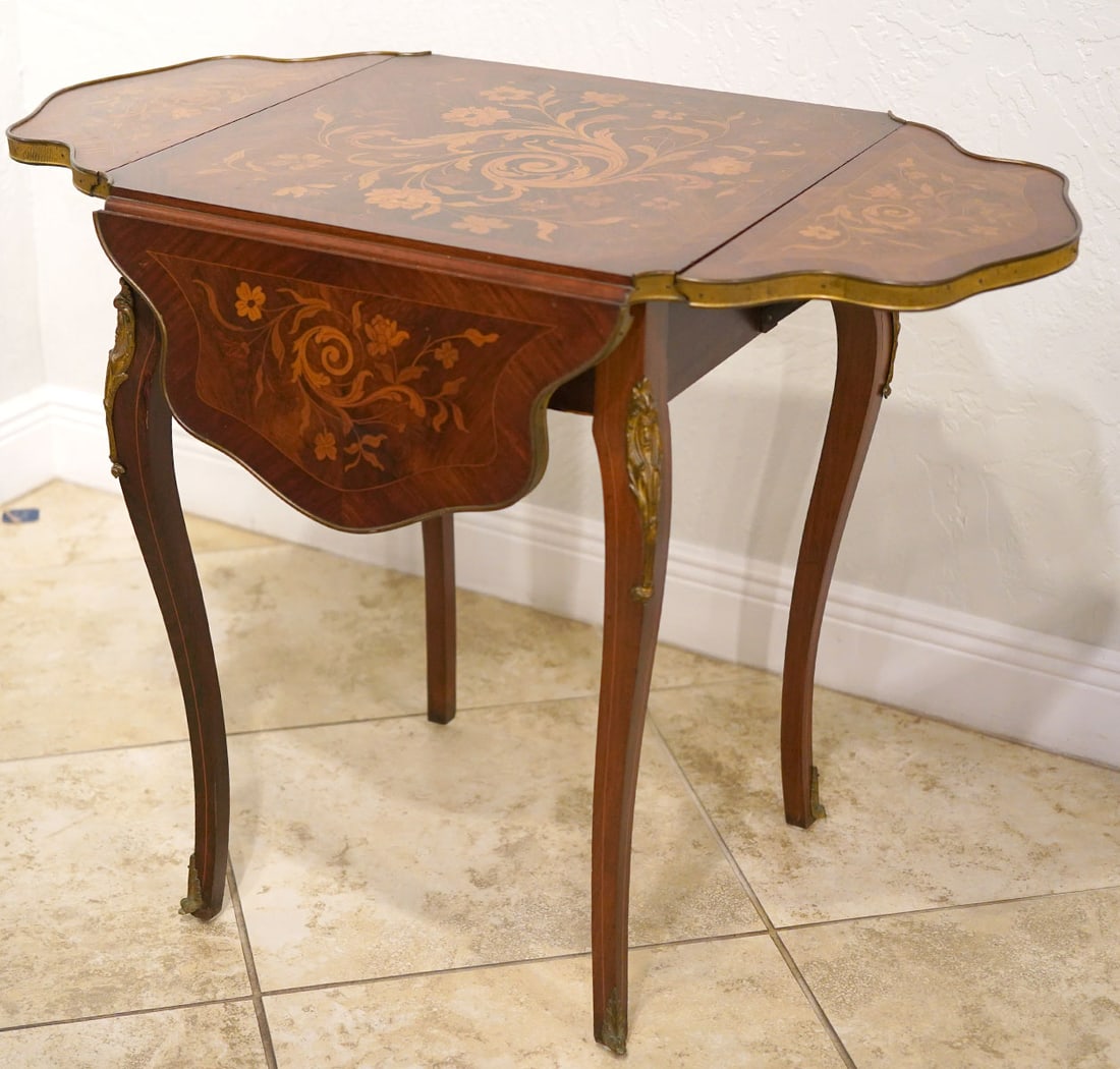 French Louis XV Style Drop Leaf Handkerchief Table (1 of 8)