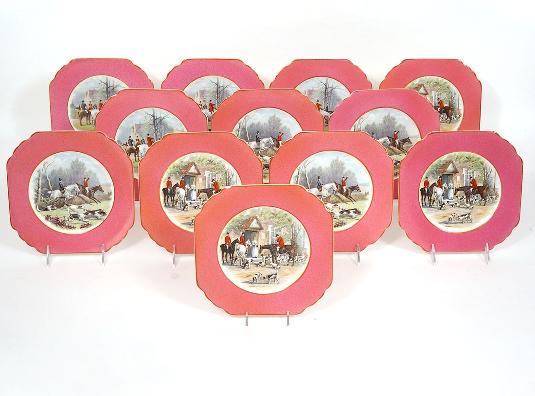 12 Wedgwood Hunting Scene Coral Plates (1 of 11)