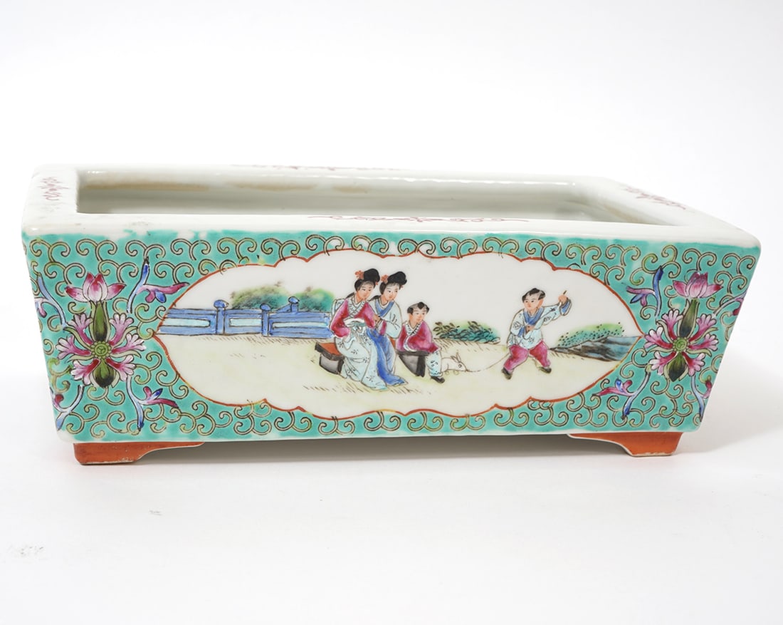 Chinese Signed Rectangular Porcelain Planter - 4
