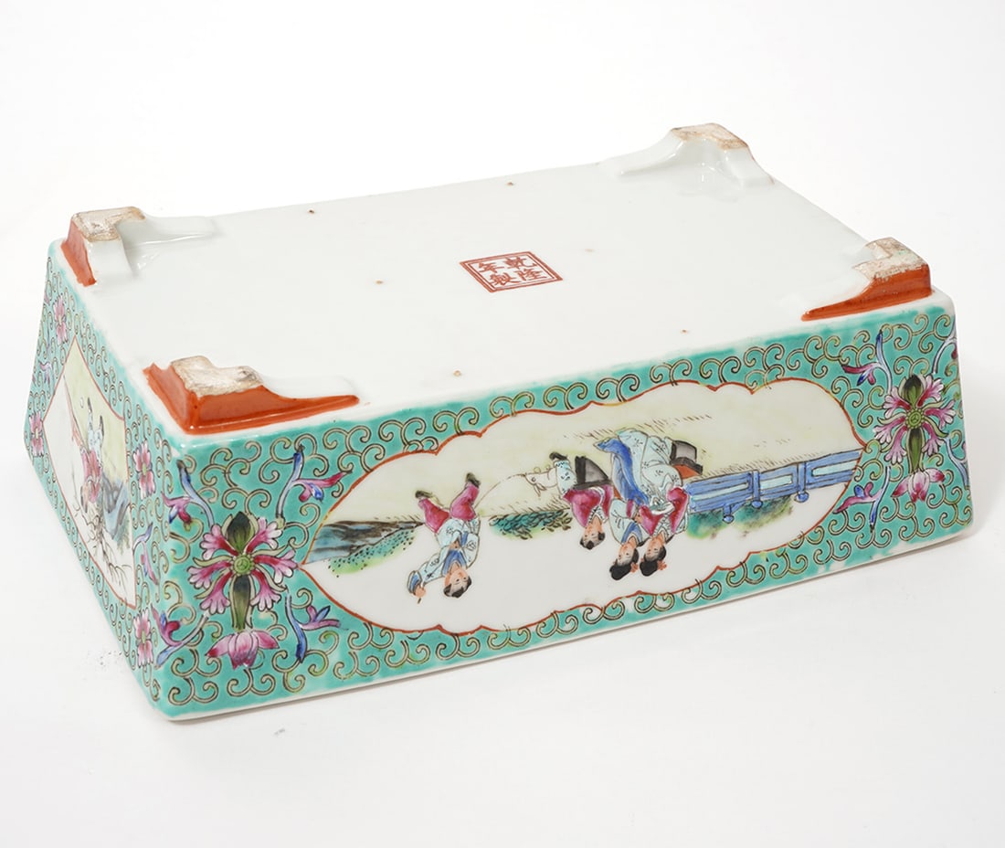 Chinese Signed Rectangular Porcelain Planter - 7
