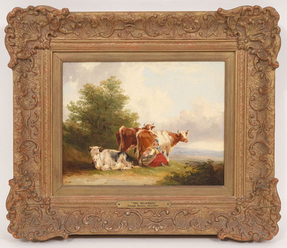 Joseph Horlor "The Milkmaid" O/B Painting (1 of 6)