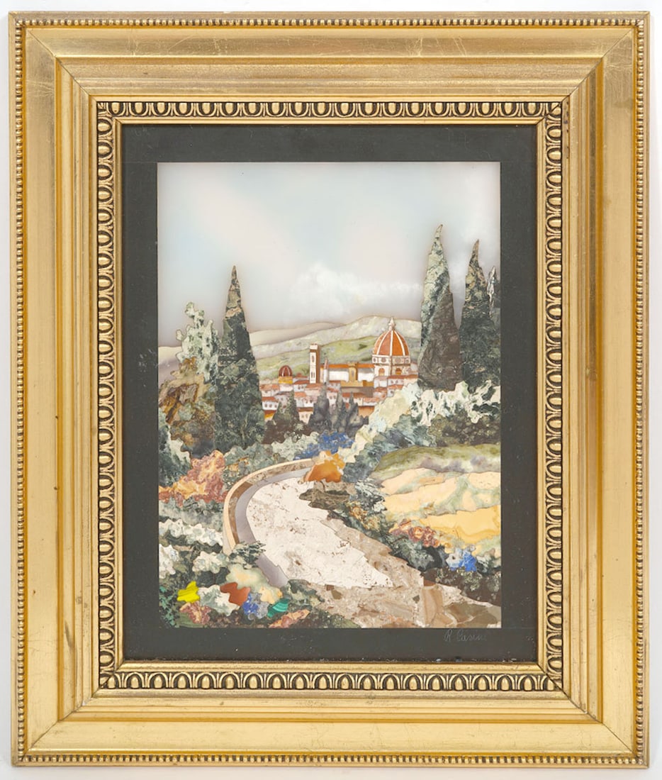 Italian Pietra Dura Signed Plaque of Florence (1 of 5)