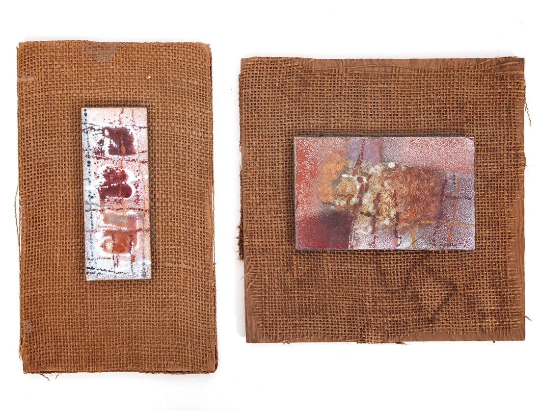 Two Enamel on Metal Abstract Plaques (1 of 5)