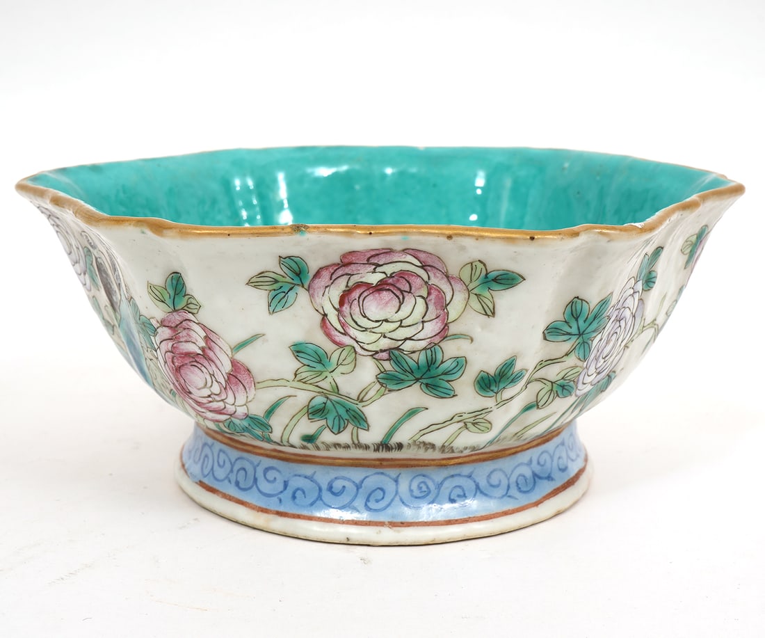 Chinese Floral Hexagonal Porcelain Bowl Signed (1 of 8)
