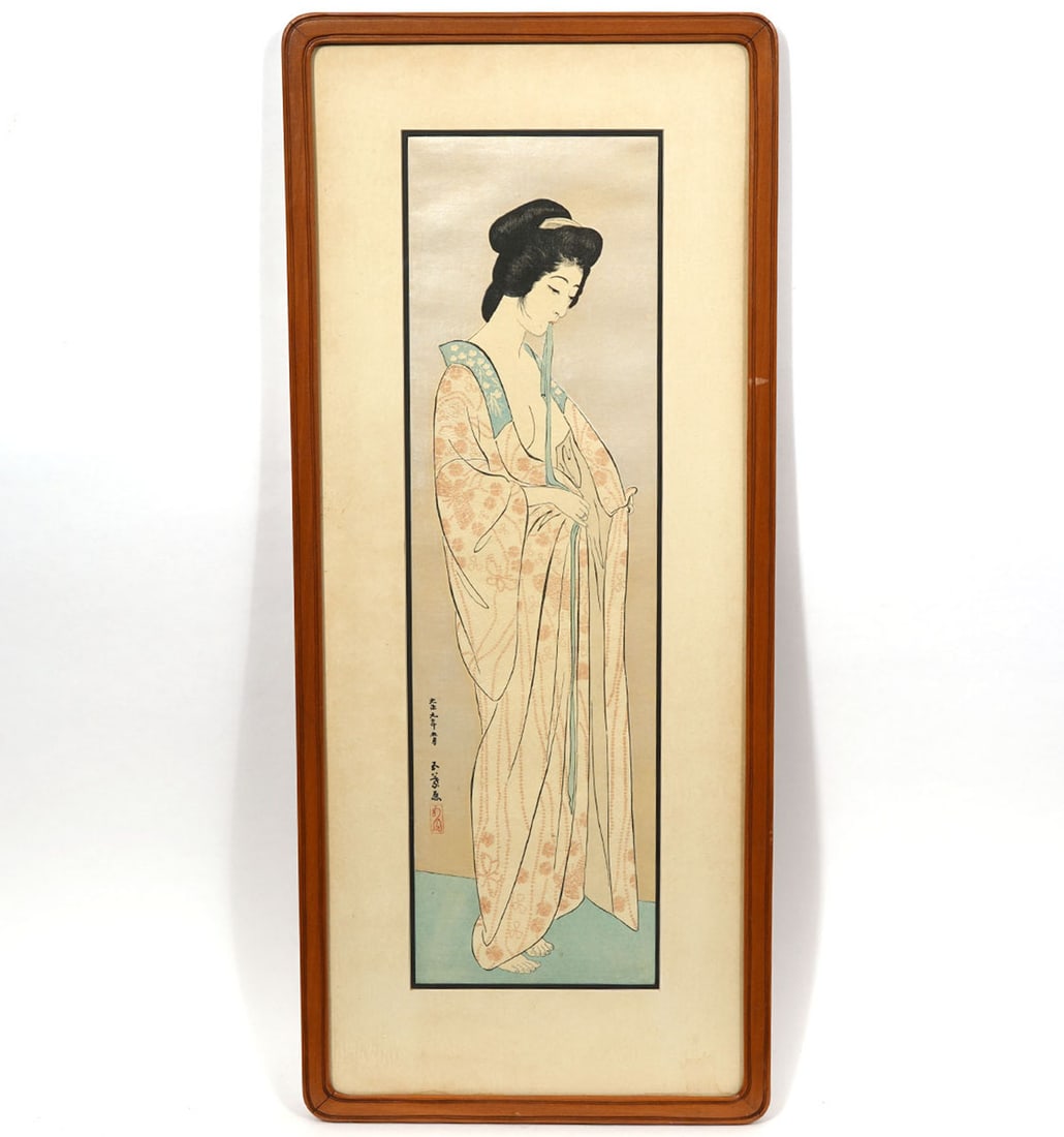 Hashiguchi Goyo 'Woman with Sash in Nagajuban' (1 of 4)