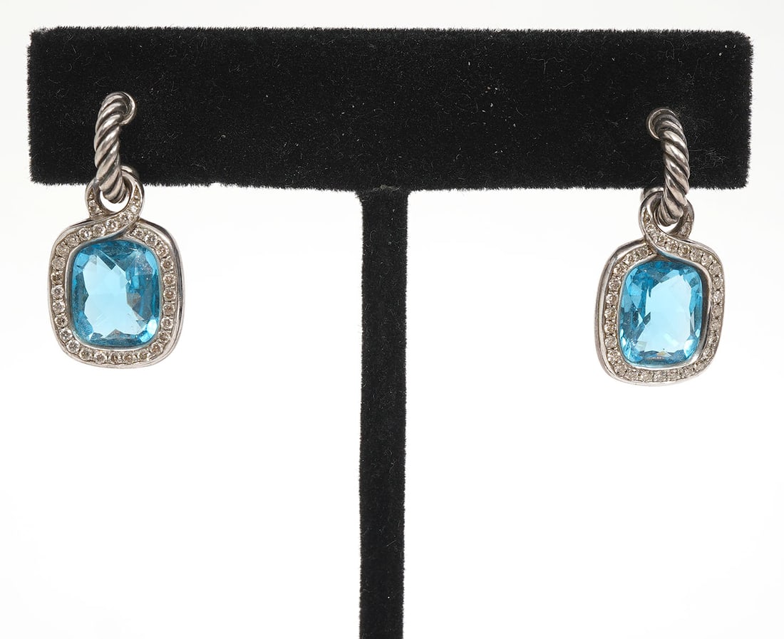 David Yurman Sterling, Topaz & Diamond Earrings (1 of 4)