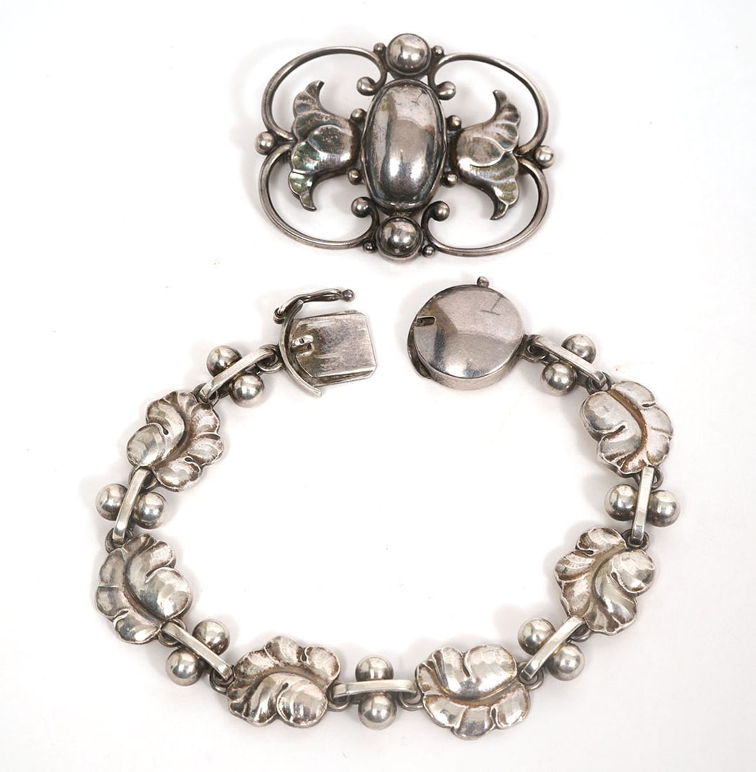 Georg Jensen Sterling Bracelet and Brooch (1 of 4)