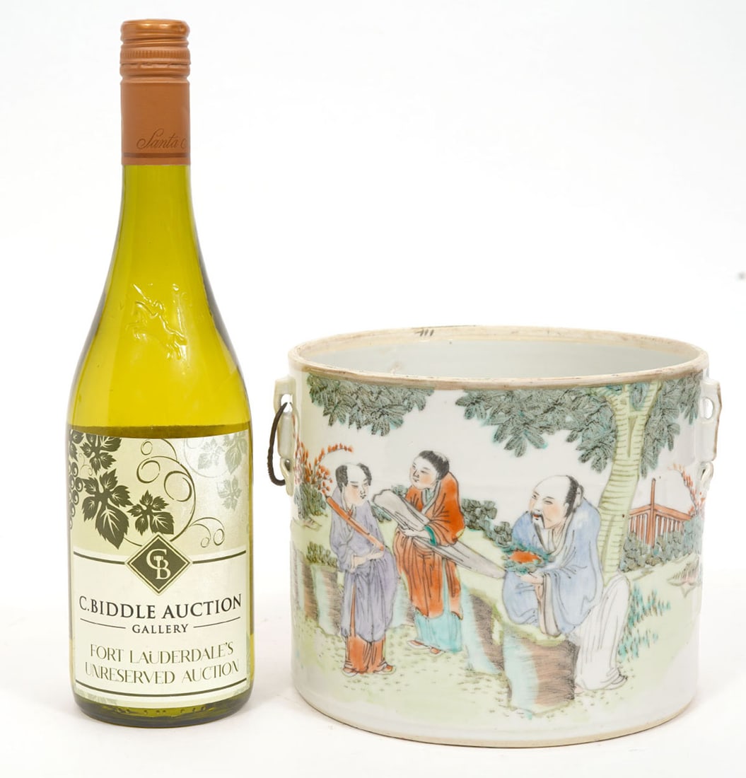 Chinese Porcelain Gardenscape Cache Pot (1 of 8)