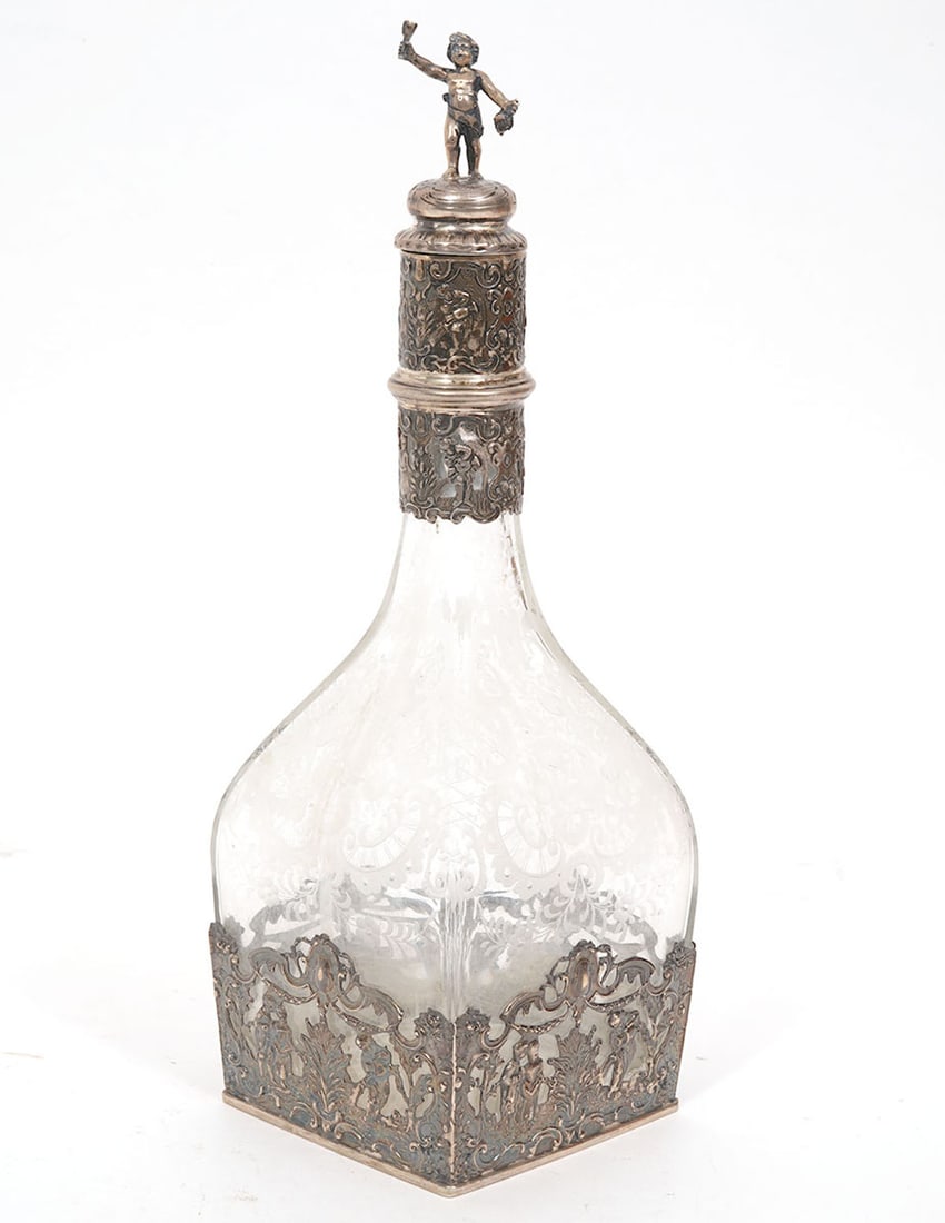German Augsburg Silver Etched Glass Decanter (1 of 8)