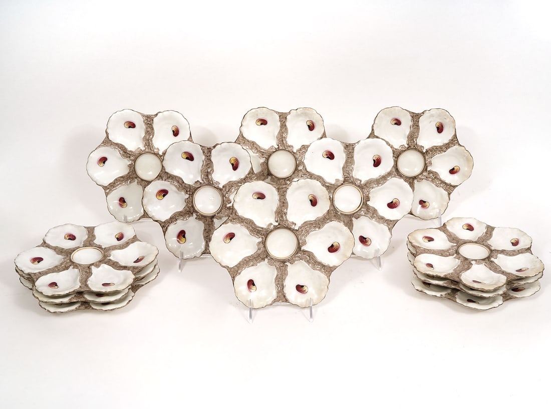 Set of 12 Haviland H&C Limoges Oyster Plates (1 of 6)