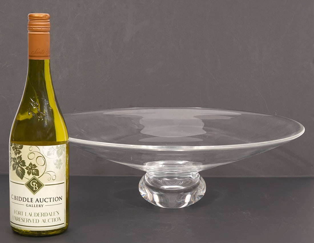 Unsigned Clear Art Glass Centerpiece Bowl (1 of 4)