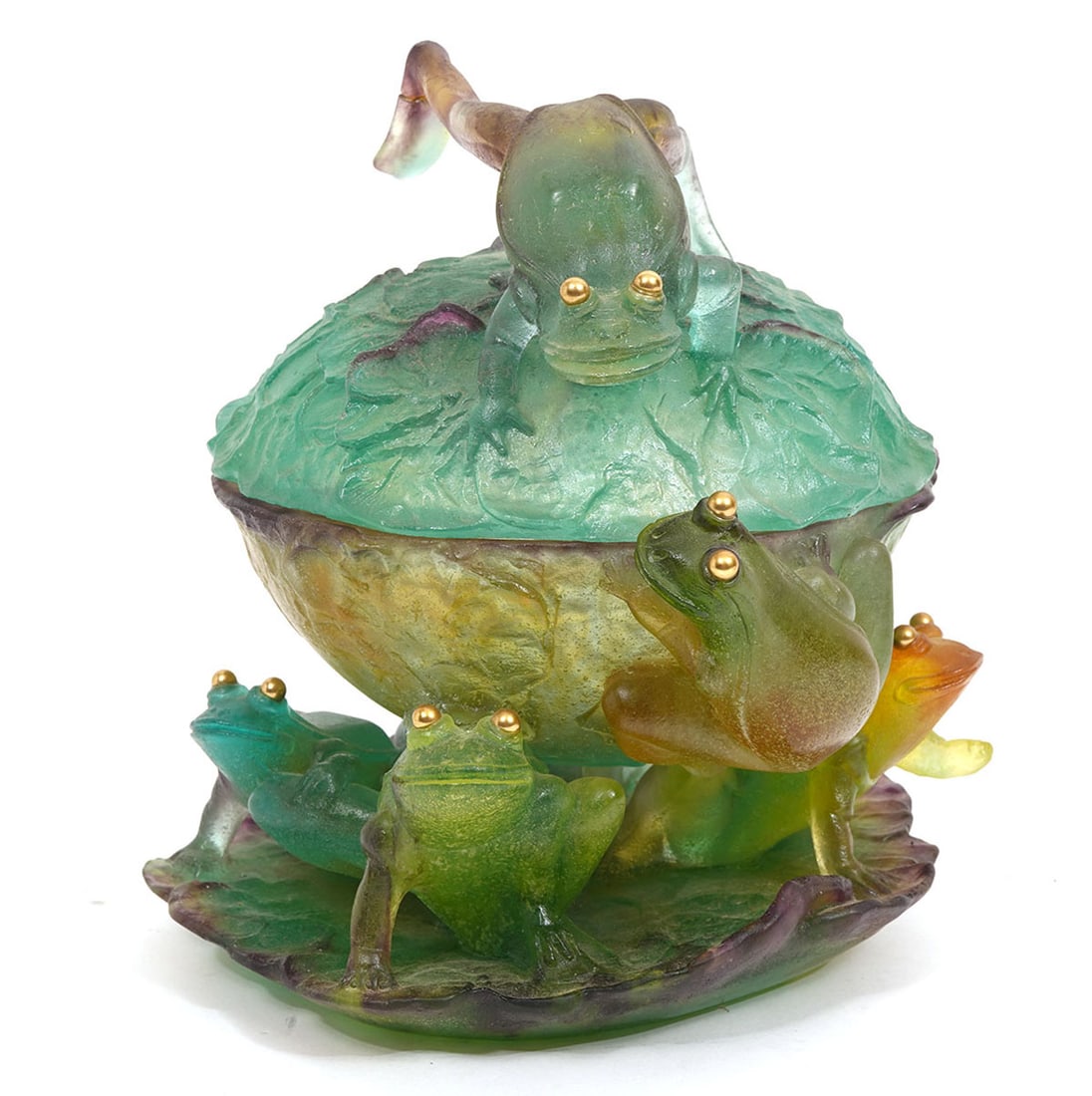 Daum French Pate-de-Verre Frog Compote - 3