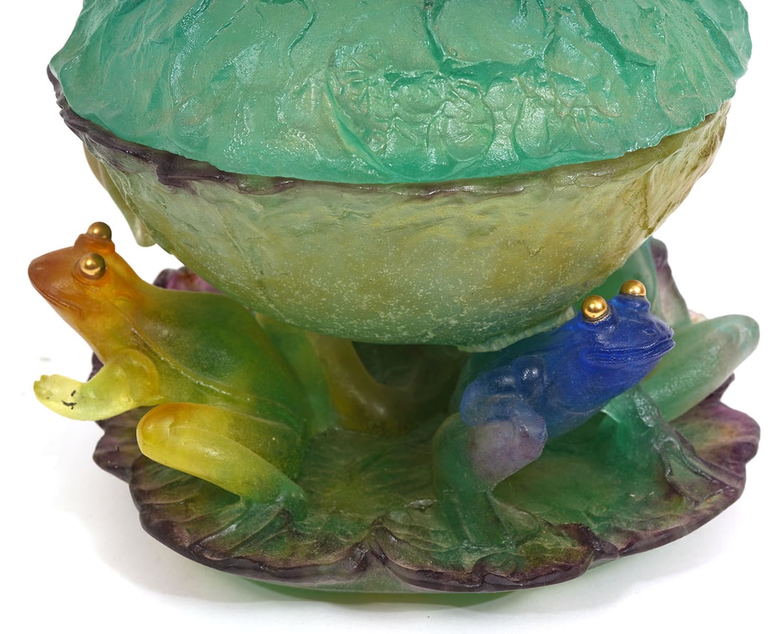 Daum French Pate-de-Verre Frog Compote - 8