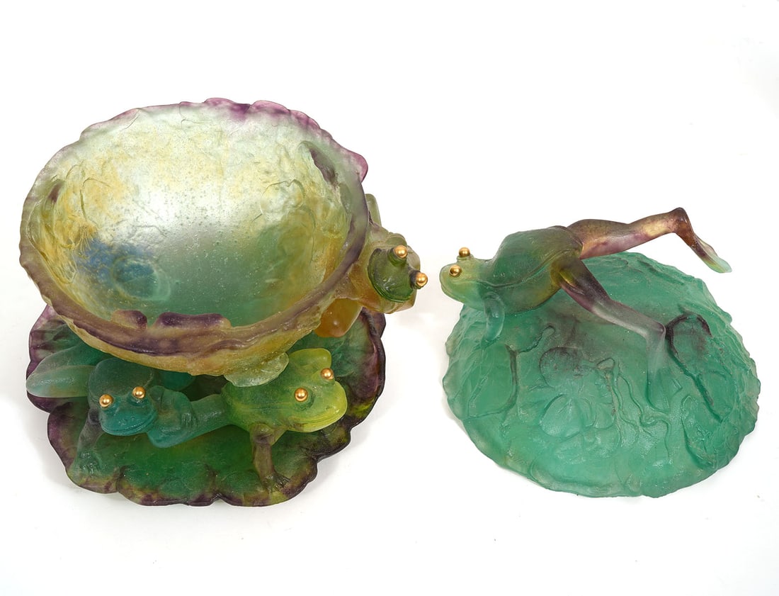 Daum French Pate-de-Verre Frog Compote - 9
