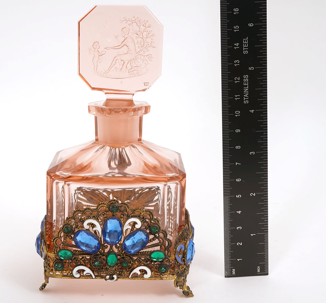 Czech Pink Glass Perfume Bottle Attrib. to Hoffman - 10