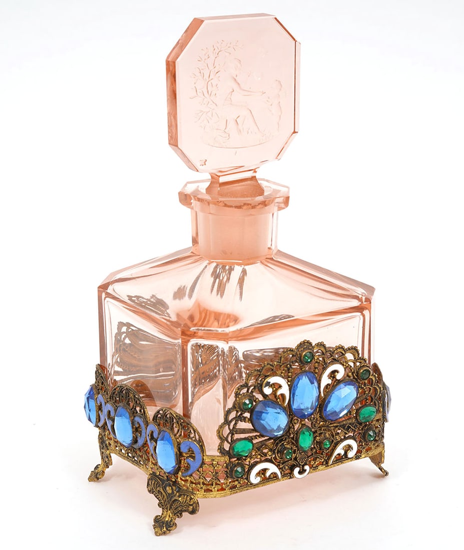 Czech Pink Glass Perfume Bottle Attrib. to Hoffman - 5