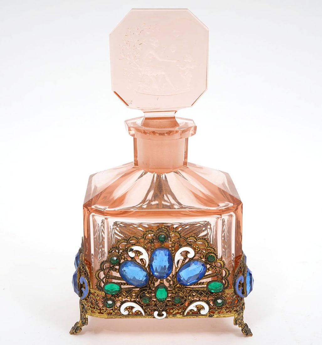 Czech Pink Glass Perfume Bottle Attrib. to Hoffman - 6