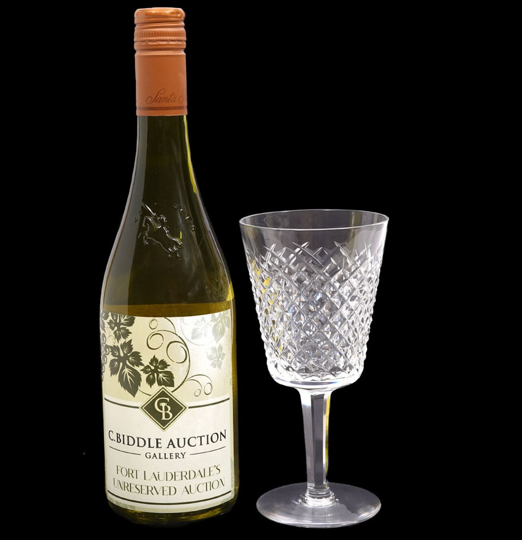 15 Waterford Crystal 'Alana' Water Goblets: 15 Waterford crystal water goblets in 'Alana' pattern with 'Waterford' stamp on underside of each. Measures 6.75"H x 3"W base. Condition report: good condition, please see all photos. Contact C. Biddl