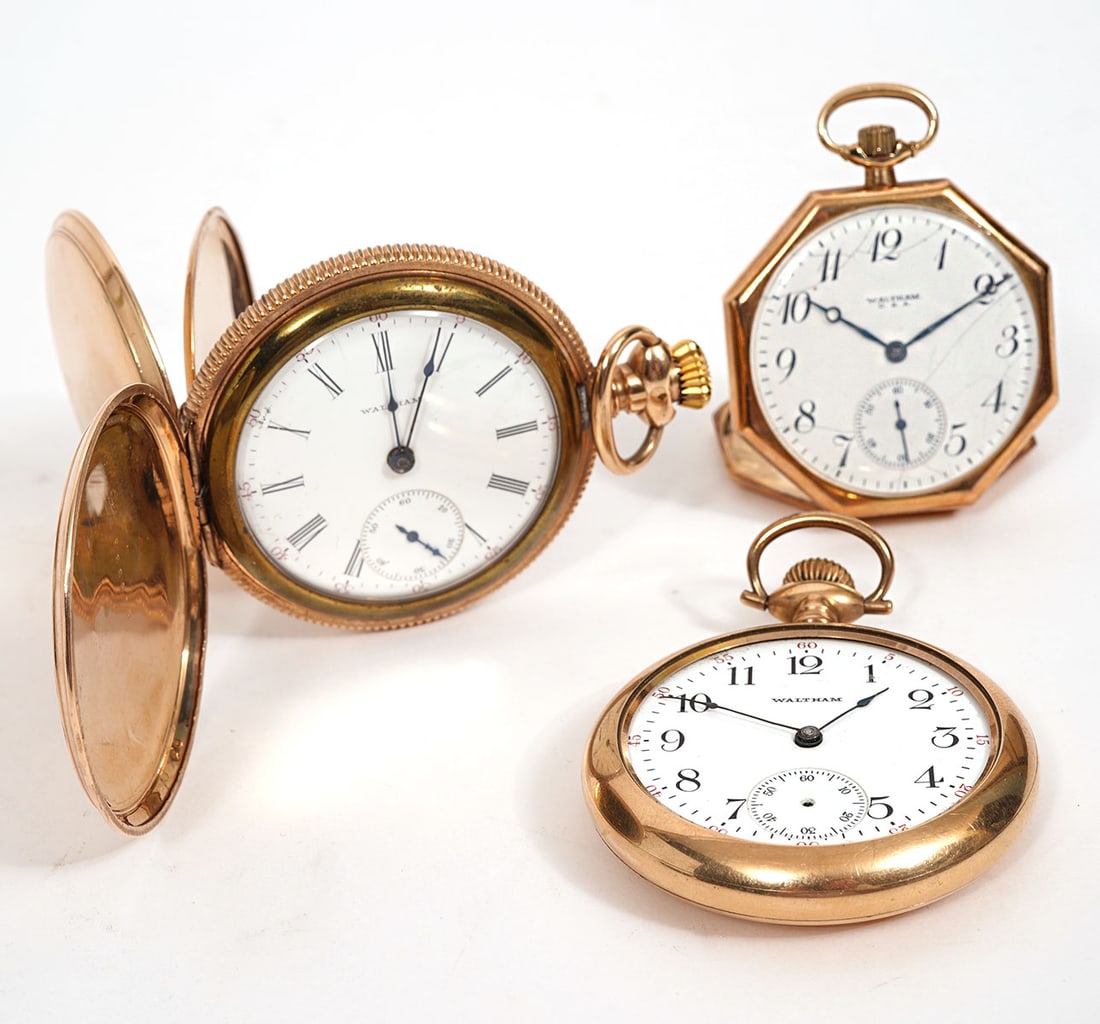 Three Waltham Gold-Tone Pocket Watches (1 of 14)
