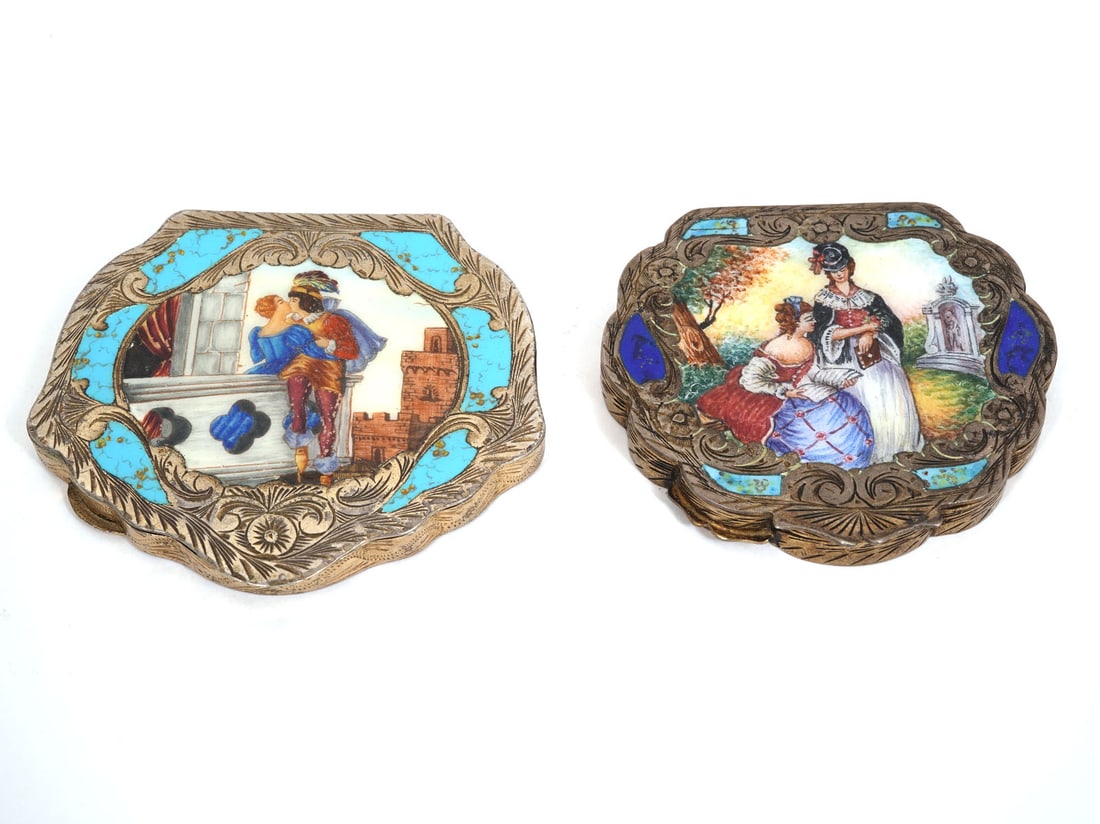 2 Continental Silver and Enamel Compacts (1 of 7)