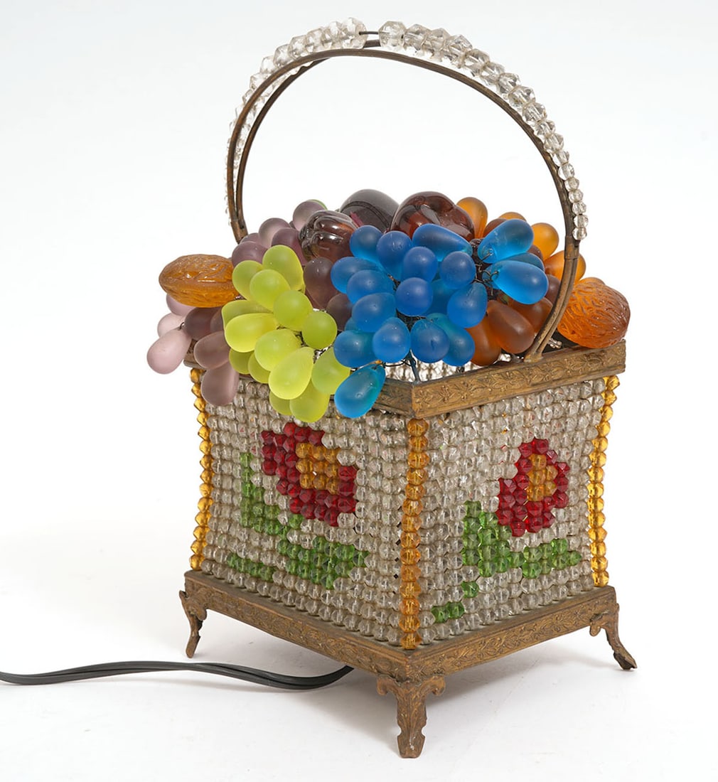 Vintage Czech Glass Fruit Basket Lamp - 3
