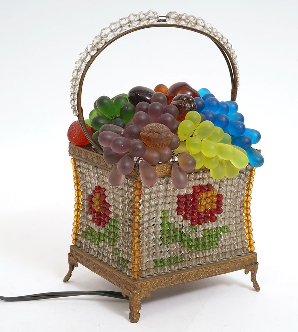 Vintage Czech Glass Fruit Basket Lamp - 4
