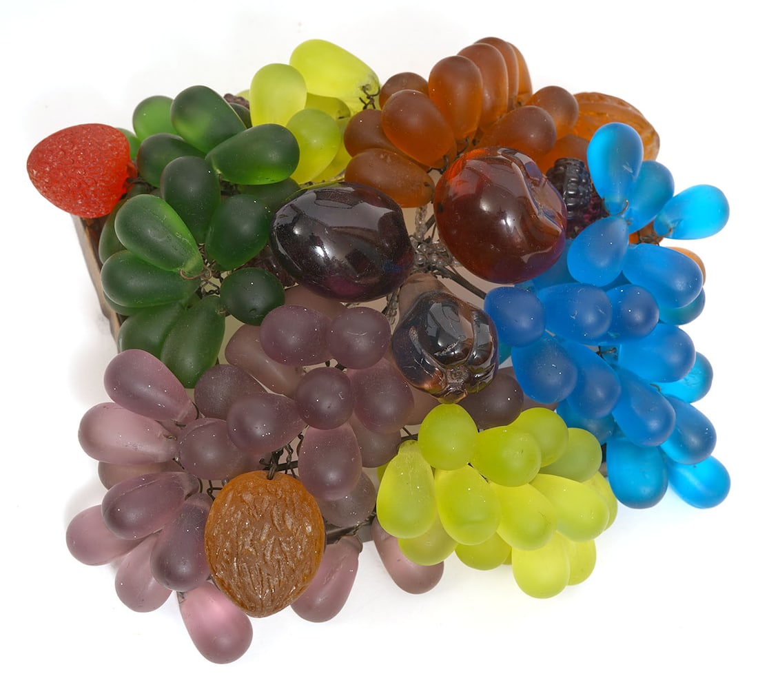 Vintage Czech Glass Fruit Basket Lamp - 6