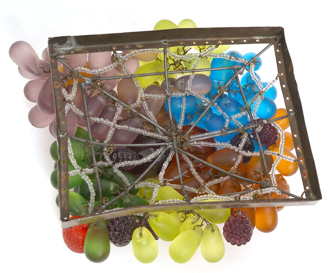 Vintage Czech Glass Fruit Basket Lamp - 7