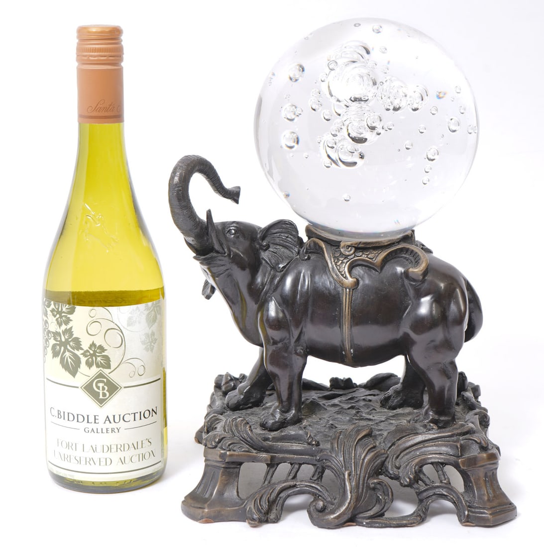 Vintage Bronze Elephant Sculpture Glass Sphere (1 of 7)
