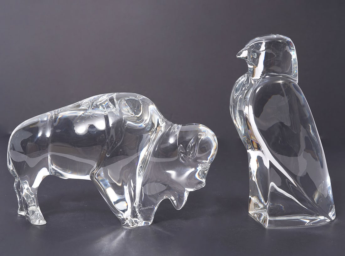 Baccarat Crystal Maltese Falcon and Bison Figures (1 of 5)